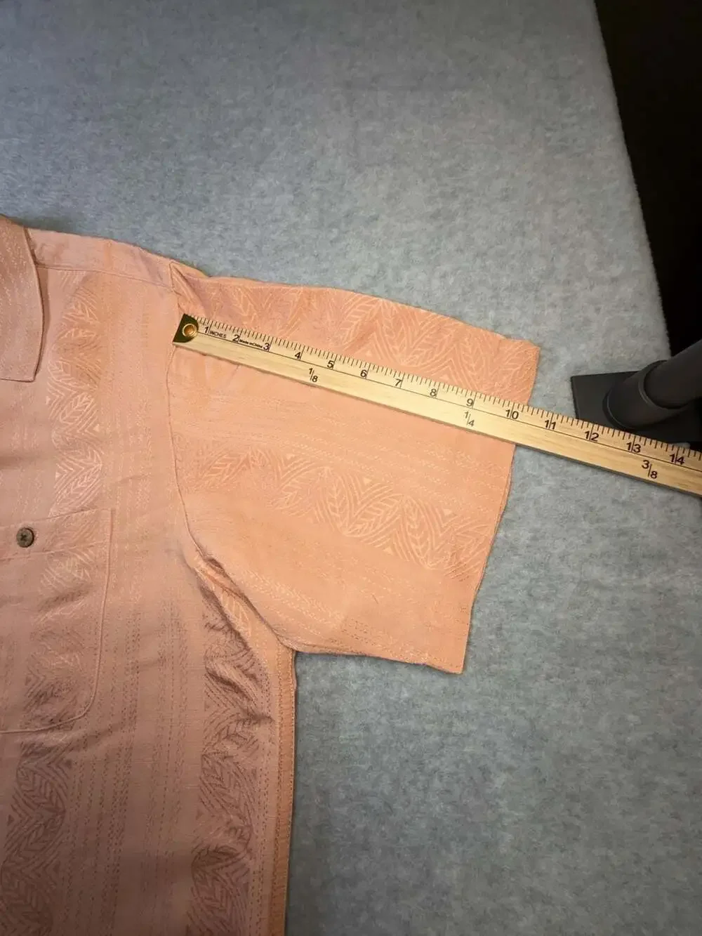 Caribbean Men's XL Peach Linen Blend Short Sleeve Button Up Shirt